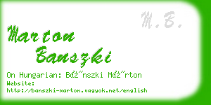 marton banszki business card